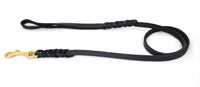 Bellepet Fettlederleine extra geflochten 1,35m mit HS - Messing