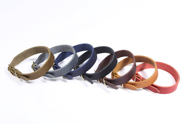 Bellepet Fettleder-Halsband "Pure Basic" - Chrom