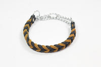 Bellepet Fettleder-Halsband "Braidy bicolor" geflochten mit Kette