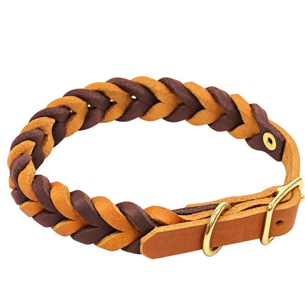 Bellepet Fettleder-Halsband „Braidy bicolor“ geflochten – Schnalle