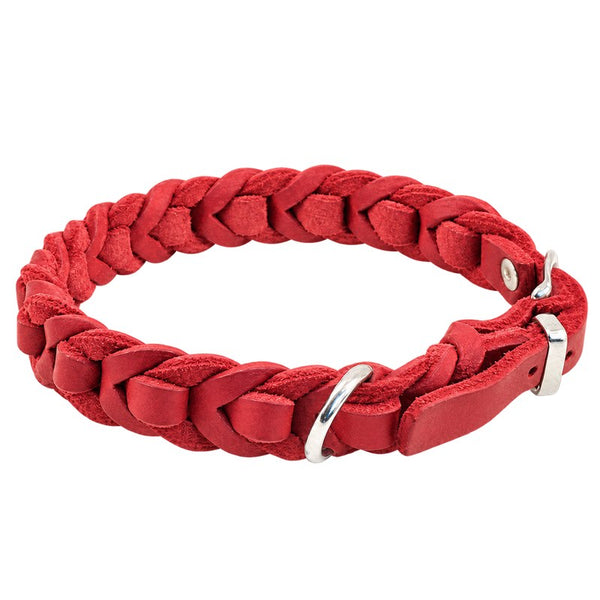 Bellepet Fettleder-Halsband „Braidy deluxe“ geflochten – Schnalle