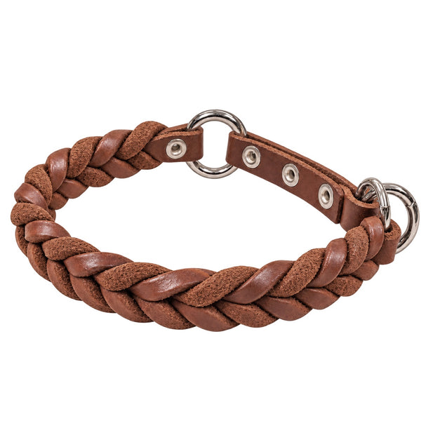 Bellepet Fettleder-Halsband „Braidy“ geflochten – Zugstop