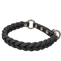 Fettleder-Halsband Braidy geflochten in Schwarz – handgefertigt aus Deutschland | Bellepet
