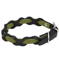 Halsband Braidy Farbrausch in Oliv – handgefertigt aus Deutschland | Bellepet