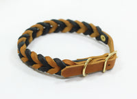Bellepet Fettleder-Halsband "Braidy bicolor" mit Schnalle - Messing