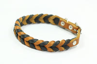 Bellepet Fettleder-Halsband "Braidy bicolor" mit Schnalle - Chrom