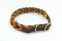 Bellepet Fettleder-Halsband "Braidy bicolor" mit Schnalle - Messing
