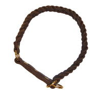 Bellepet Fettleder-Halsband "Braidy" geflochten mit Zugstop - Chrom