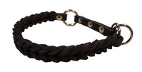 Bellepet Fettleder-Halsband "Braidy" geflochten mit Zugstop - Chrom