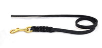 Bellepet Fettlederleine extra geflochten 2m ohne HS - Messing