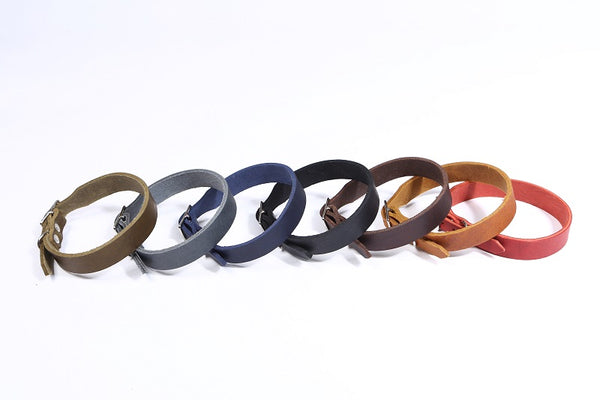 Bellepet Fettleder-Halsband "Pure Basic" - Messing