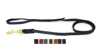 Bellepet Fettlederleine extra geflochten 1,35m mit HS - Messing