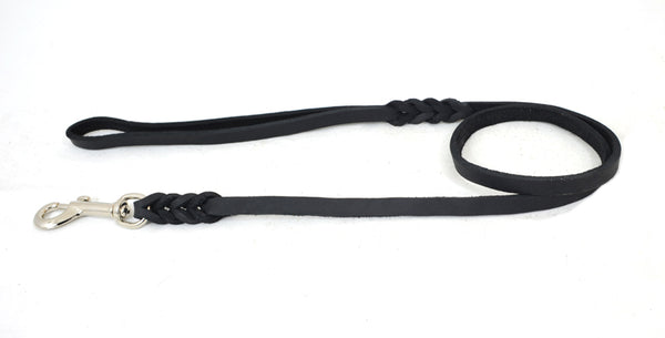 Bellepet Fettlederleine 1m mit Handschlaufe - Chrom