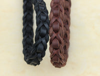 Bellepet Fettleder-Halsband "Braidy deluxe" geflochten mit Zugstop - Messing