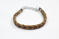 Bellepet Fettleder-Halsband "Braidy bicolor" geflochten mit Kette