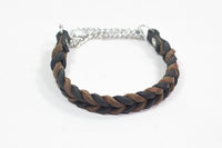Bellepet Fettleder-Halsband "Braidy bicolor" geflochten mit Kette