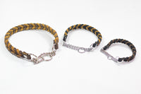 Bellepet Fettleder-Halsband "Braidy bicolor" geflochten mit Kette