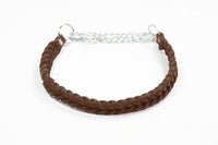 Bellepet Fettleder-Halsband "Braidy" geflochten mit Kette