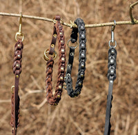 Bellepet Fettleder Halsband "La Donna" geflochten mit Zugstop - Messing