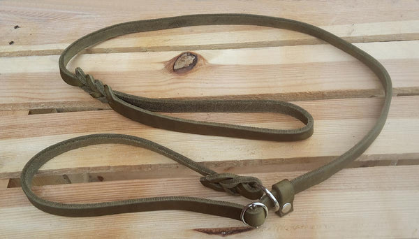 Bellepet Moxon-/Retrieverleine aus Fettleder 1,50 m mit Zugstopp - Chrom