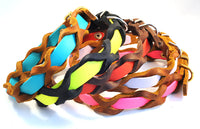 Bellepet Halsband "Braidy Farbrausch" Chrom mit dunkelbraunem Leder
