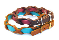 Bellepet Halsband "Braidy Farbrausch" Chrom mit dunkelbraunem Leder