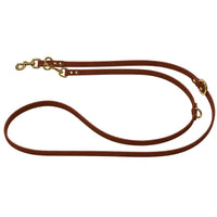 Verstellbare Verlängerungsleine aus Biothane in Mittelbraun, zwei Karabiner und O-Ringe in Messing