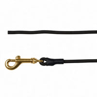 Runde Schleppleine ohne Handschlaufe aus Biothane in Schwarz mit Karabiner aus Messing