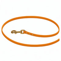 Biothane-Schleppleine ohne Handschlaufe in Mandarine, Karabiner und Nieten aus Messing