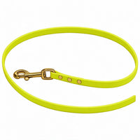 Biothane-Schleppleine ohne Handschlaufe in Neon-Gelb, Karabiner und Nieten aus Messing