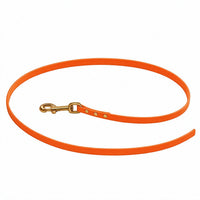 Biothane-Schleppleine ohne Handschlaufe in Neon-Orange, Karabiner und Nieten aus Messing