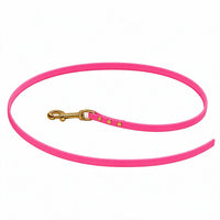 Biothane-Schleppleine ohne Handschlaufe in Neon-Pink, Karabiner und Nieten aus Messing