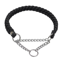 Fettleder-Halsband Braidy geflochten in Schwarz – handgefertigt aus Deutschland | Bellepet