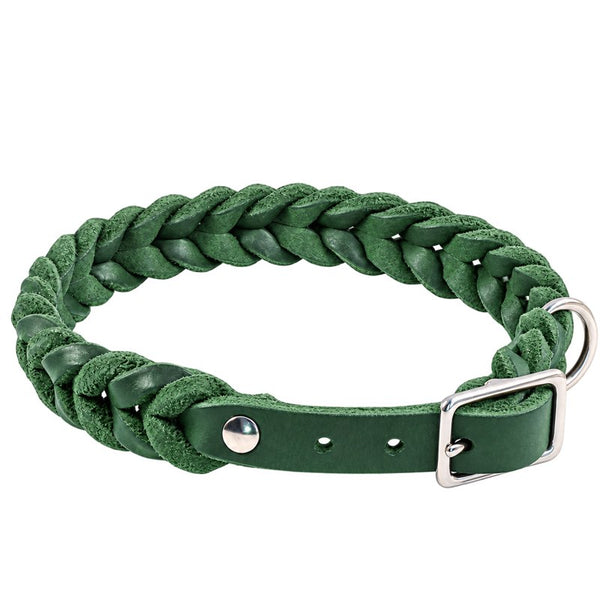 Bellepet Fettleder-Halsband „Braidy“ geflochten – Schnalle