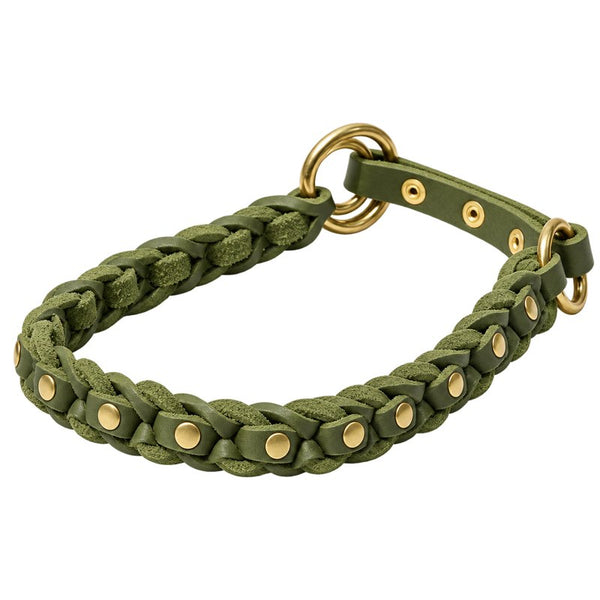 Bellepet Fettleder-Halsband „La Donna“ geflochten mit Zugstop