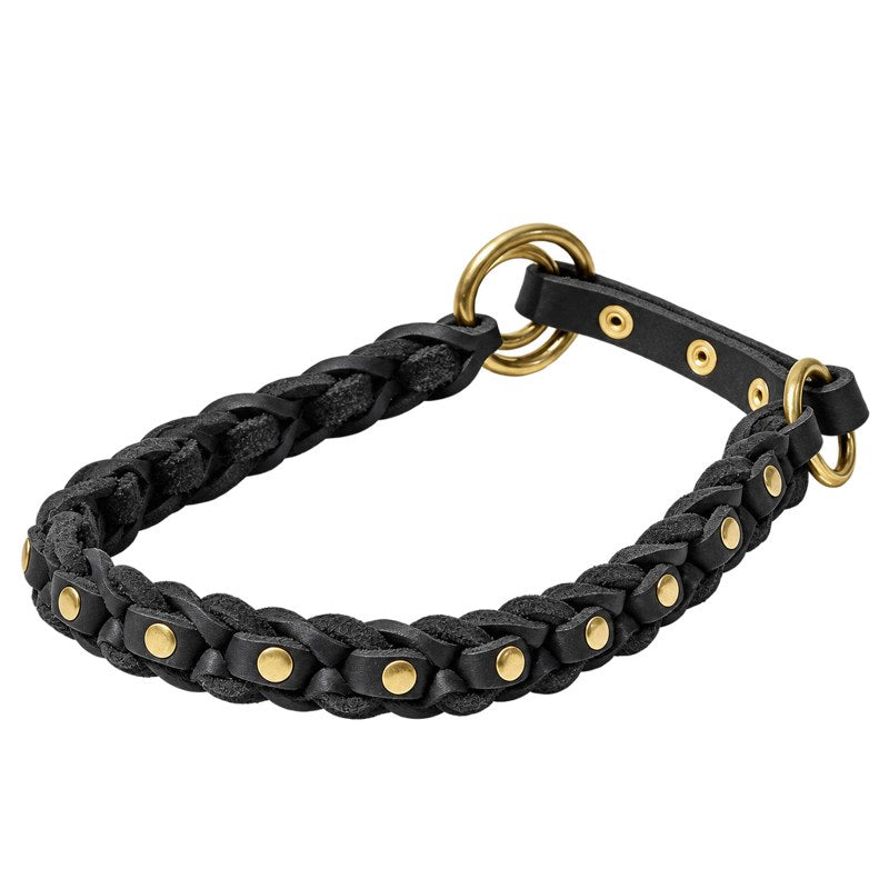 Bellepet Fettleder-Halsband „La Donna“ geflochten mit Zugstop