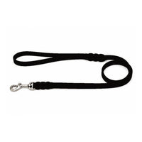 Bellepet Fettlederleine extra breit - 1m mit Handschlaufe - Messing — Schwarz, Fettleder
