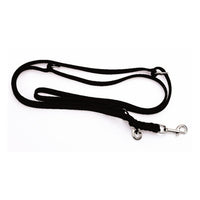 Bellepet Fettlederleine extra breit - 2,40m 3-fach verstellbar - Edelstahl — Schwarz, Fettleder