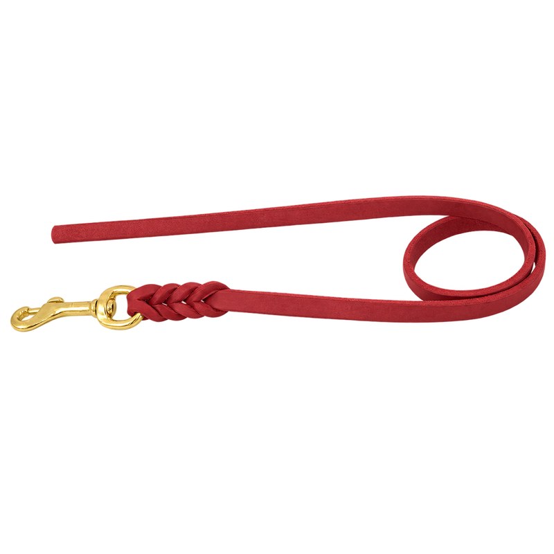 Bellepet Fettlederleine ohne Handschlaufe – Messing