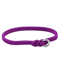 Leichtes Halsband aus Fettleder in Lila, geflochtener Abschluss mit Chromring
