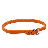Leichtes Halsband aus Fettleder in Orange, geflochtener Abschluss mit Chromring