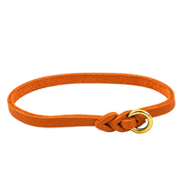 Leichtes Halsband aus Fettleder in Orange, geflochtener Abschluss mit Messingring