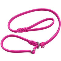 Moxonleine aus Fettleder in Pink, geflochtene Schlaufen und Zugstopp mit Chromringen