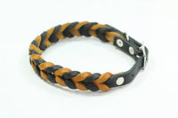 Bellepet Fettleder-Halsband "Braidy bicolor" mit Schnalle - Chrom