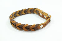 Bellepet Fettleder-Halsband "Braidy bicolor" mit Schnalle - Chrom