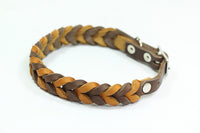 Bellepet Fettleder-Halsband "Braidy bicolor" mit Schnalle - Chrom