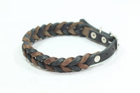 Bellepet Fettleder-Halsband "Braidy bicolor" mit Schnalle - Chrom