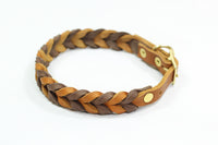 Bellepet Fettleder-Halsband "Braidy bicolor" mit Schnalle - Messing