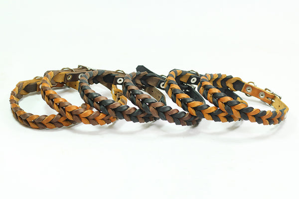 Bellepet Fettleder-Halsband "Braidy bicolor" mit Schnalle - Chrom