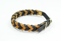 Bellepet Fettleder-Halsband "Braidy bicolor" mit Schnalle - Messing